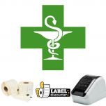 Paquets de démarrage pharmacie: Brother QL810W + 12 rouleaux DK11202 + support